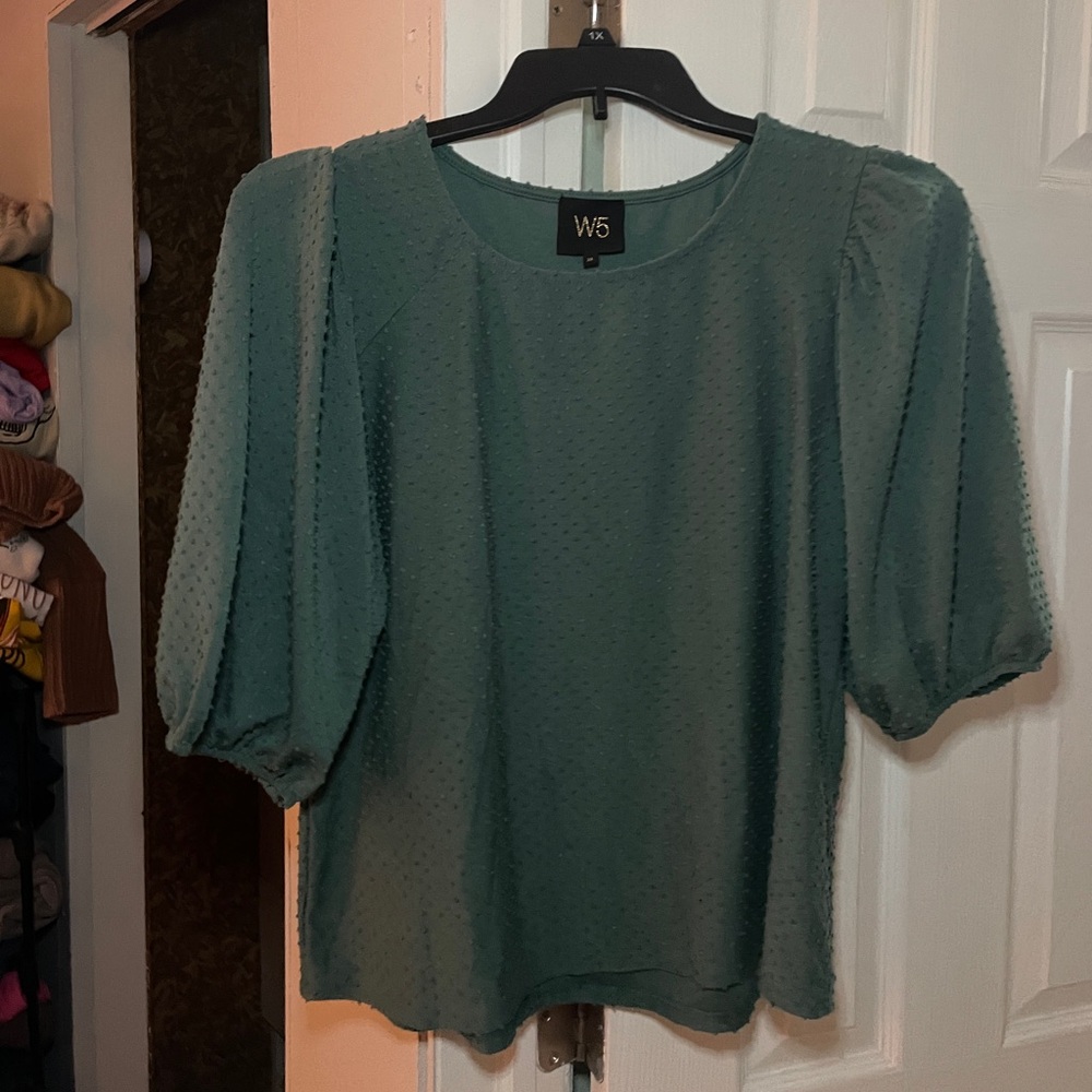 W5 Teal Puff Sleeve Blouse